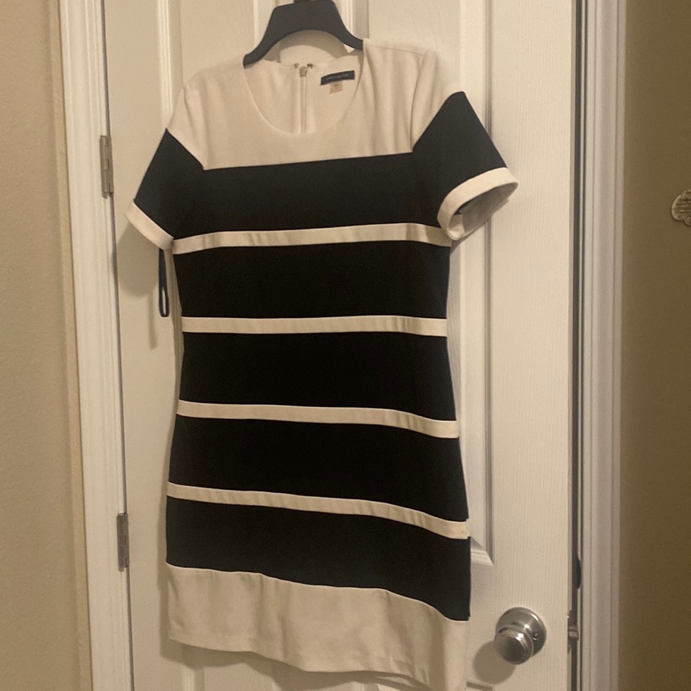 Tommy hilfiger black and white striped  scuba sheath dress